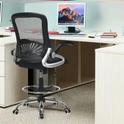 Costway Mesh Drafting Chair Mid Back Office Chair Adjustable Height Flip-Up Arm Black 11 Costway Mesh Drafting Chair Mid Back Office Chair Adjustable Height Flip-Up Arm Black -WorkHaven Sales Shop GUEST cd7b21a6 4cb4 4725 92df 24505828ddc6