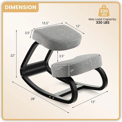 Costway Rocking Kneeling Chair Ergonomic Posture Correcting Back Pain Padded Cushion 3 Costway Rocking Kneeling Chair Ergonomic Posture Correcting Back Pain Padded Cushion - Image 3
