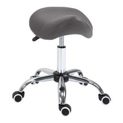 HOMCOM Ergonomic Rolling Saddle Stool PU Leather Hydraulic Spa Stool Height Adjustable Swivel Drafting Medical Salon Chair 3 HOMCOM Ergonomic Rolling Saddle Stool PU Leather Hydraulic Spa Stool Height Adjustable Swivel Drafting Medical Salon Chair - Image 3