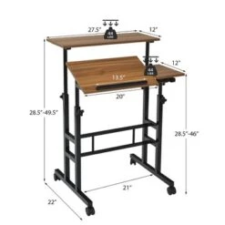Costway Mobile Stand Up Desk Adjustable Computer Desk Tilting Workstation