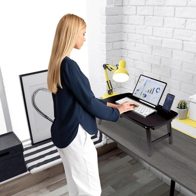 BirdRock Home Portable Sit Or Stand Desk With Storage Drawer And Media Slot - Espresso 4 BirdRock Home Portable Sit Or Stand Desk With Storage Drawer And Media Slot - Espresso - Image 4