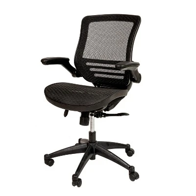 Emma And Oliver Mid-Back Transparent Mesh Executive Swivel Office Chair With Flip-Up Arms 2 Emma And Oliver Mid-Back Transparent Mesh Executive Swivel Office Chair With Flip-Up Arms - Image 2