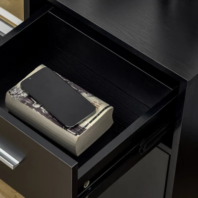 Vinsetto Lateral File Cabinet With Wheels, Mobile Printer Stand With Open Shelves And Drawers For A4 Size Documents, Black 5 Vinsetto Lateral File Cabinet With Wheels, Mobile Printer Stand With Open Shelves And Drawers For A4 Size Documents, Black - Image 5