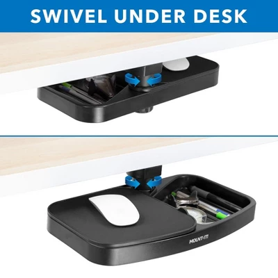 Mount-It! Under Desk Swivel Storage Tray With Mouse Pad | Undermount Shelf Organizer Holds Office Supplies | Mounts To Desktops Tables And Workbenches 2 Mount-It! Under Desk Swivel Storage Tray With Mouse Pad | Undermount Shelf Organizer Holds Office Supplies | Mounts To Desktops Tables And Workbenches - Image 2