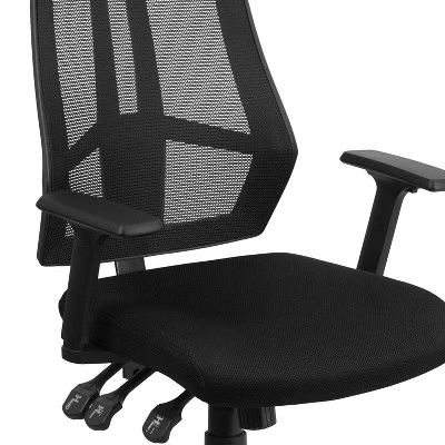 Flash Furniture High Back Black Mesh Multifunction Swivel Ergonomic Task Office Chair With Adjustable Arms 4 Flash Furniture High Back Black Mesh Multifunction Swivel Ergonomic Task Office Chair With Adjustable Arms - Image 4