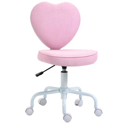 HOMCOM Heart Love Shaped Back Design Office Chair With Adjustable Height And 360 Swivel Castor Wheels, Pink 3 HOMCOM Heart Love Shaped Back Design Office Chair With Adjustable Height And 360 Swivel Castor Wheels, Pink - Image 3