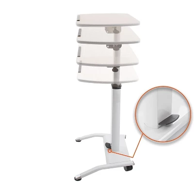 Cruizer Pivot Mobile Podium – Tilting Desktop And Pneumatic Height Adjustment – White – Stand Steady 4 Cruizer Pivot Mobile Podium – Tilting Desktop And Pneumatic Height Adjustment – White – Stand Steady - Image 4