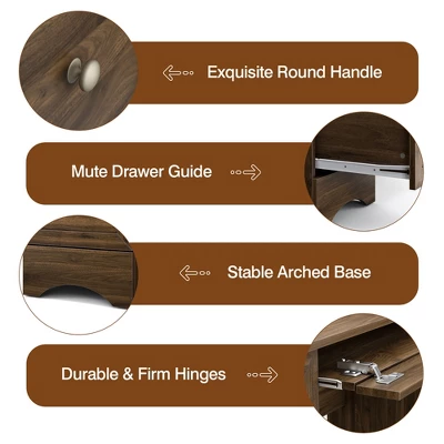 Costway Vintage Computer Desk Home Office Study Table Spacious Workstation W/ 3 Drawers 6 Costway Vintage Computer Desk Home Office Study Table Spacious Workstation W/ 3 Drawers - Image 6