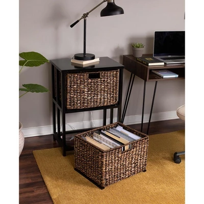 BirdRock Home 2 Tiered Hanging File Cubby With Wood Top - Brown Wash 5 BirdRock Home 2 Tiered Hanging File Cubby With Wood Top - Brown Wash - Image 5