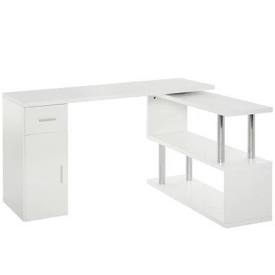 HOMCOM L-Shaped Rotating Computer Desk Home Office Study Workstation With Storage Shelves, Cabinet And Drawer For Home & Office 7 HOMCOM L-Shaped Rotating Computer Desk Home Office Study Workstation With Storage Shelves, Cabinet And Drawer For Home & Office - Image 7