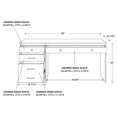 Vanessa Desk 1 File Cabinet - Linon 15 Vanessa Desk 1 File Cabinet - Linon - Image 15