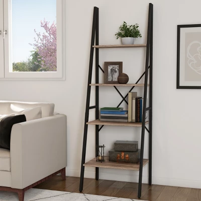Hastings Home 4-Tier Ladder-Style Bookcase, Gray 5 Hastings Home 4-Tier Ladder-Style Bookcase, Gray - Image 5