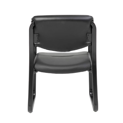 Leather Sled Base Guest Chair Black - Boss Office Products 2 Leather Sled Base Guest Chair Black - Boss Office Products - Image 2