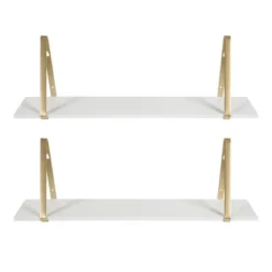 27.5" X 8.2" 2pk Soloman Wooden Shelf Set With Brackets - Kate & Laurel All Things Decor