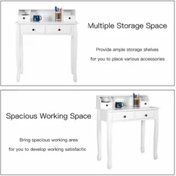 Costway Home Office Computer Desk Writing Desk With 4 Drawer White -WorkHaven Sales Shop GUEST dda07612 6720 4336 9383 7d8daa63cd69