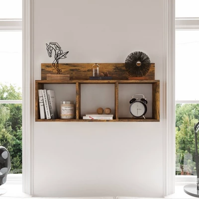 31.5" X 15.7" Rustic Floating Triple Cubby Shelf - Danya B. 2 31.5" X 15.7" Rustic Floating Triple Cubby Shelf - Danya B. - Image 2