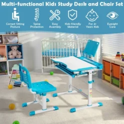 Costway Height Adjustable Kids Study Table And Chair Set W/Bookstand & Light Pink/Light Blue 14 Costway Height Adjustable Kids Study Table And Chair Set W/Bookstand & Light Pink/Light Blue -WorkHaven Sales Shop GUEST de07dada f91b 4fe1 a038 c832b9b58361