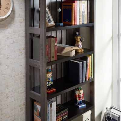 72" Kehoe Transitional Bookcase Dark Gray/Black - HOMES: Inside + Out 2 72" Kehoe Transitional Bookcase Dark Gray/Black - HOMES: Inside + Out - Image 2