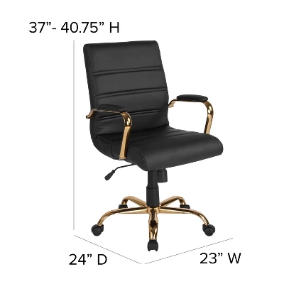 Flash Furniture Mid-Back Executive Swivel Office Chair With Metal Frame And Arms 3 Flash Furniture Mid-Back Executive Swivel Office Chair With Metal Frame And Arms - Image 3