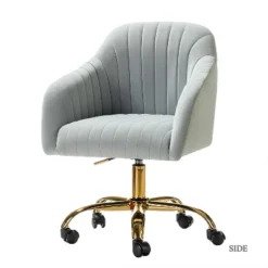 Alex Task Chair Velvet Upholstere Swivel Office Chair Desk Chair With Channel-tufted Back And Gold Metal Base| Karat Home 30 Alex Task Chair Velvet Upholstere Swivel Office Chair Desk Chair With Channel-tufted Back And Gold Metal Base| Karat Home -WorkHaven Sales Shop GUEST e0537c9f c190 41ff 9007 a6605270dc78