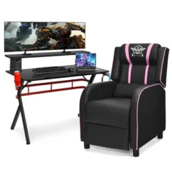 Costway Gaming Desk & Chair Set 48'' Computer Desk & Massage Recliner Chair Black + White/Blue/Pink/Red 9 Costway Gaming Desk & Chair Set 48'' Computer Desk & Massage Recliner Chair Black + White/Blue/Pink/Red -WorkHaven Sales Shop GUEST e0ae29b7 2626 46c2 a027 b107ca9841ef