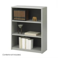 Steel 3-Shelf ValueMate Economy Steel Bookcase In Gray- Safco