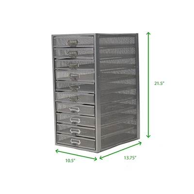 Mind Reader Mesh 10 Drawer Cabinet, Silver 6 Mind Reader Mesh 10 Drawer Cabinet, Silver - Image 6
