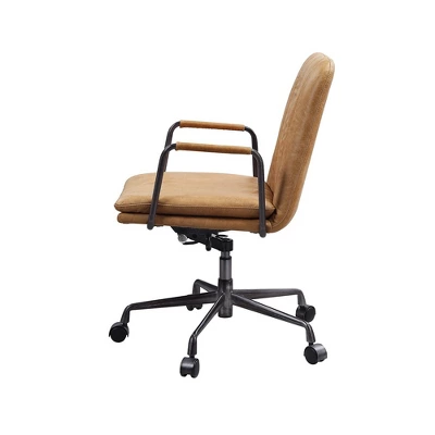 Simple Relax Top Grain Leather Upholstered Office Chair In Rum 2 Simple Relax Top Grain Leather Upholstered Office Chair In Rum - Image 2