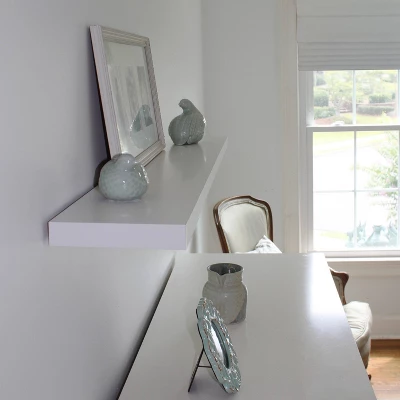 72" Floating Shelf Wall Mounted Hidden Brackets White - Inplace 1 72" Floating Shelf Wall Mounted Hidden Brackets White - Inplace