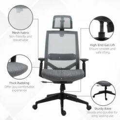 Vinsetto Mesh Fabric Home Office Task Chair With High Back, Adjustable Seat, Recline, Headrest And Lumbar Support, Gray 9 Vinsetto Mesh Fabric Home Office Task Chair With High Back, Adjustable Seat, Recline, Headrest And Lumbar Support, Gray -WorkHaven Sales Shop GUEST e3317a43 d1d2 48e0 9ab8 1b3a5cba7a17