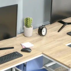 HOMCOM 83" Two Person Computer Desk With 2 Storage Shelves, Double Desk Workstation With Book Shelf, Long Desk Table For Home Office, Natural -WorkHaven Sales Shop GUEST e379f66e 1205 47ea 86b0 fcabe49c888d