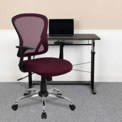 Flash Furniture Mid-Back Mesh Swivel Task Office Chair With Chrome Base And Arms