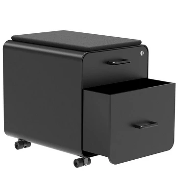 Monoprice Round Corner 2-Drawer File Cabinet - Black, Lockable With Seat Cushion - Workstream Collection 1 Monoprice Round Corner 2-Drawer File Cabinet - Black, Lockable With Seat Cushion - Workstream Collection