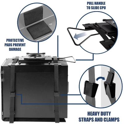 Mount-It! Under Desk CPU Mount With Adjustable Straps | Computer Tower Holder With Sliding Track And 360 Degree Swivel | 22 Lbs. Capacity | Black 1 Mount-It! Under Desk CPU Mount With Adjustable Straps | Computer Tower Holder With Sliding Track And 360 Degree Swivel | 22 Lbs. Capacity | Black