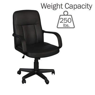 Office Chair – Adjustable Height Computer Chair With Wheels, Square Tilting Leather Back, Foam Seat, Swivels In 360-Degrees By Lavish Home (Black) 3 Office Chair – Adjustable Height Computer Chair With Wheels, Square Tilting Leather Back, Foam Seat, Swivels In 360-Degrees By Lavish Home (Black) - Image 3