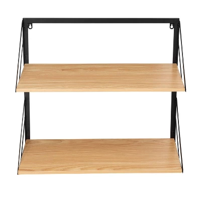 Honey-Can-Do 2 Tier Laundry Shelf With Wood Light Oak 3 Honey-Can-Do 2 Tier Laundry Shelf With Wood Light Oak - Image 3
