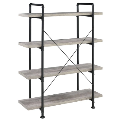 55.75" Delray 4 Shelf Bookcase Gray Driftwood - Coaster 4 55.75" Delray 4 Shelf Bookcase Gray Driftwood - Coaster - Image 4