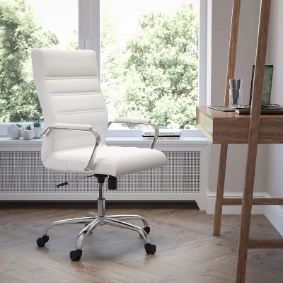 Flash Furniture High Back White LeatherSoft Executive Swivel Office Chair With Chrome Frame And Arms 1 Flash Furniture High Back White LeatherSoft Executive Swivel Office Chair With Chrome Frame And Arms