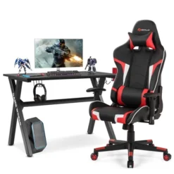 Costway X-Shaped Gaming Desk & Racing Style Massage Chair Set Home Office Black+White/Blue/Grey/Red -WorkHaven Sales Shop GUEST e9703243 e3b2 497e a1ec c5ad1f6dfe46