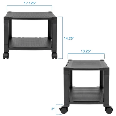 Mount-It! Under Desk Printer Stand With Wheels | Height Adjustable With 4 Swivel Wheels, Cable Management, Low Rolling, Mobile Printer Cart | 2 Tier 6 Mount-It! Under Desk Printer Stand With Wheels | Height Adjustable With 4 Swivel Wheels, Cable Management, Low Rolling, Mobile Printer Cart | 2 Tier - Image 6