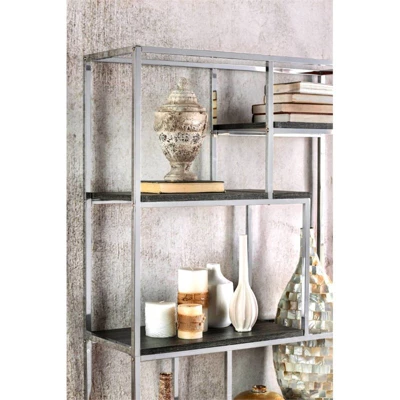 Jan Modern Metal 6-Shelf Bookcase In Chrome - Furniture Of America 3 Jan Modern Metal 6-Shelf Bookcase In Chrome - Furniture Of America - Image 3