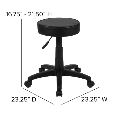 Emma And Oliver Black Adjustable Doctors Stool On Wheels With Ergonomic Molded Seat 4 Emma And Oliver Black Adjustable Doctors Stool On Wheels With Ergonomic Molded Seat - Image 4