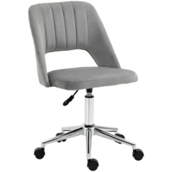 Vinsetto Modern Mid Back Office Chair With Velvet Fabric, Swivel Computer Armless Desk Chair With Hollow Back Design For Home Office -WorkHaven Sales Shop GUEST ea1bb014 c007 4955 a6be 3b0462ac959e