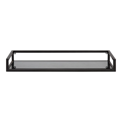 24" X 8" X 3" Blex Metal And Glass Wall Shelf - Kate & Laurel All Things Decor 1 24" X 8" X 3" Blex Metal And Glass Wall Shelf - Kate & Laurel All Things Decor