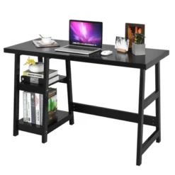 Tangkula Trestle Computer Desk Indoor Office Workstation For Home Office With 2-Tier Storage Shelves -WorkHaven Sales Shop GUEST eb4ebc6e 2bb4 4c54 997b 89642036ac24