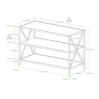 25.62" X Frame Metal And Wood Media Bookshelf - Saracina Home 6 25.62" X Frame Metal And Wood Media Bookshelf - Saracina Home - Image 6