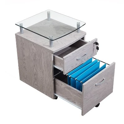 Rolling File Cabinet With Glass Top Gray - Techni Mobili 7 Rolling File Cabinet With Glass Top Gray - Techni Mobili - Image 7