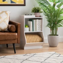 IRIS USA 2-Tier Shelf Organizer With Easy Access Angled Cubby, White