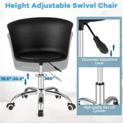 Costway Set Of 2 Adjustable Office Chair Armless Swivel Desk Chair PU Leather Seat Black/White -WorkHaven Sales Shop GUEST eef2bdb6 6e37 47a4 b8af 45a029dc7211