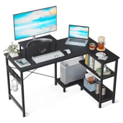 ODK 47 Inch Compact L Shaped Desk For Apartment, Living Room, Bedroom, Or Office With Storage Shelves, Headphone Hook, And Monitor Stand 12 ODK 47 Inch Compact L Shaped Desk For Apartment, Living Room, Bedroom, Or Office With Storage Shelves, Headphone Hook, And Monitor Stand -WorkHaven Sales Shop GUEST ef00ecf4 5c3d 45a1 a037 f11e385cf429